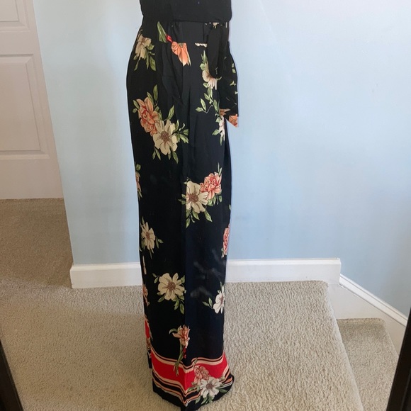 Black Floral Palazzo Pants - Picture 6 of 7